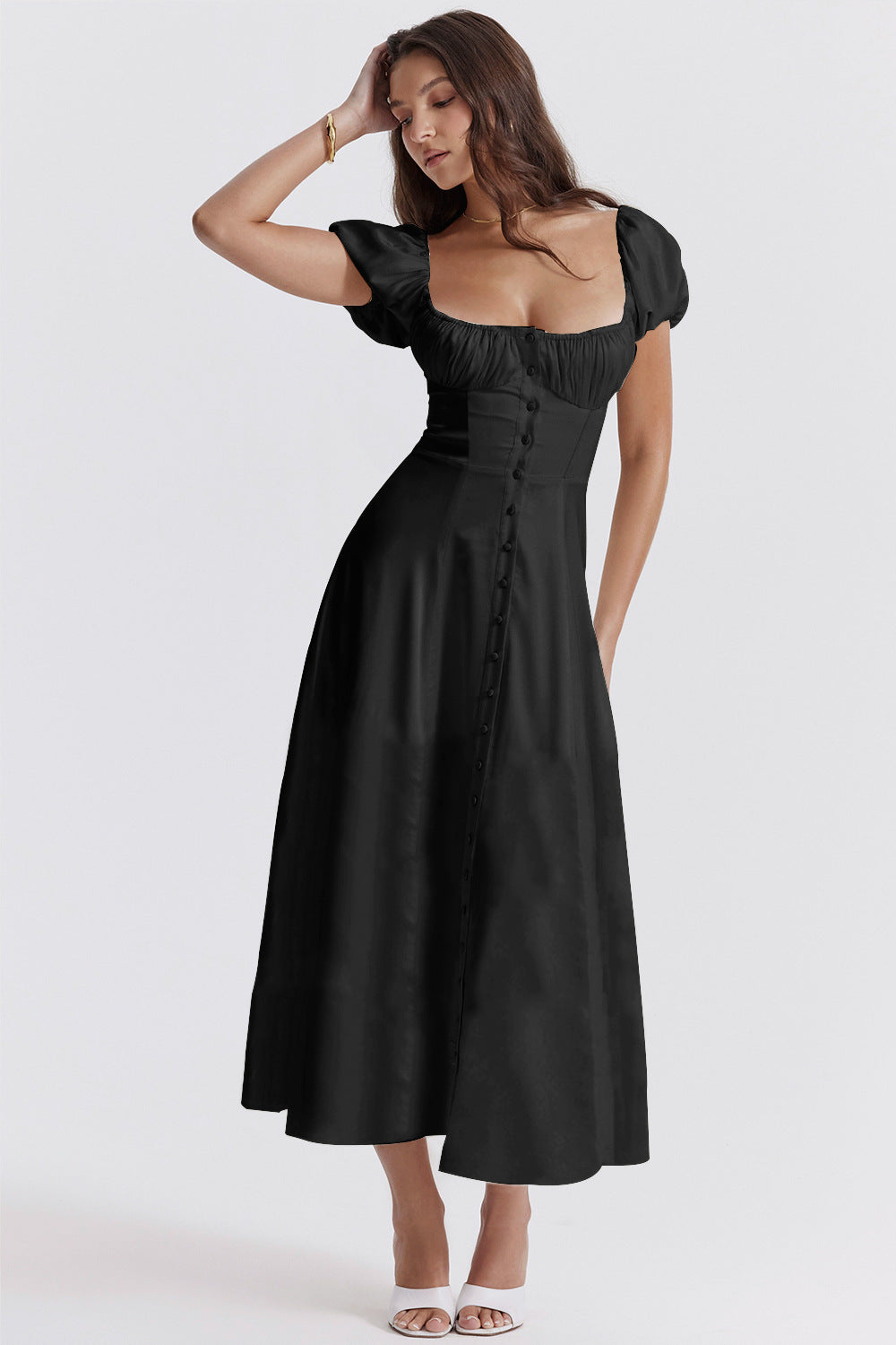 Beatriz - Vestido midi con corset y botones