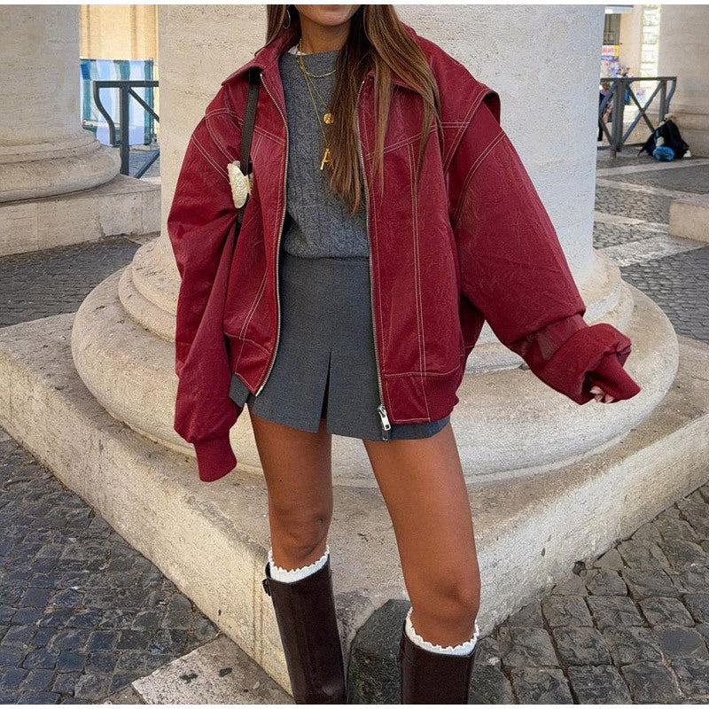 Alana - Chaqueta oversize de piel para mujer