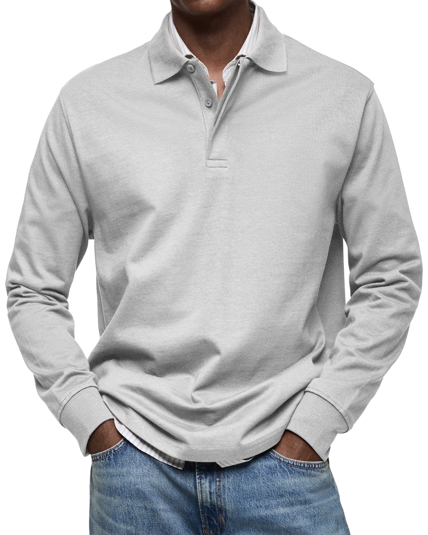 Mateo - Polo de hombre manga larga con cuello clásico
