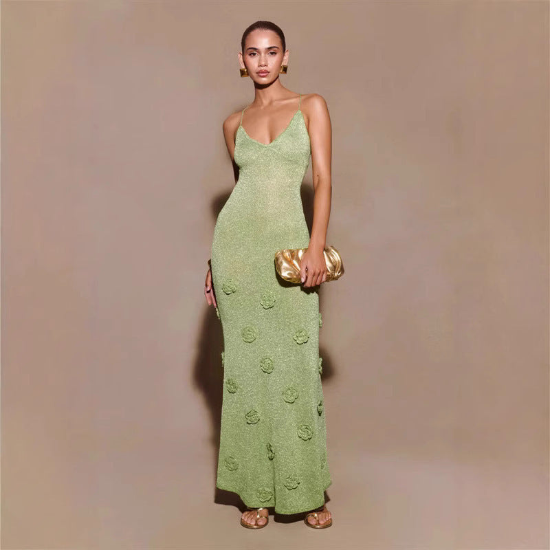 Renata - Vestido largo con textura floral