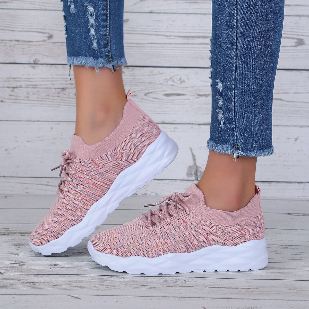 Loida - Zapatillas de punto con cordones