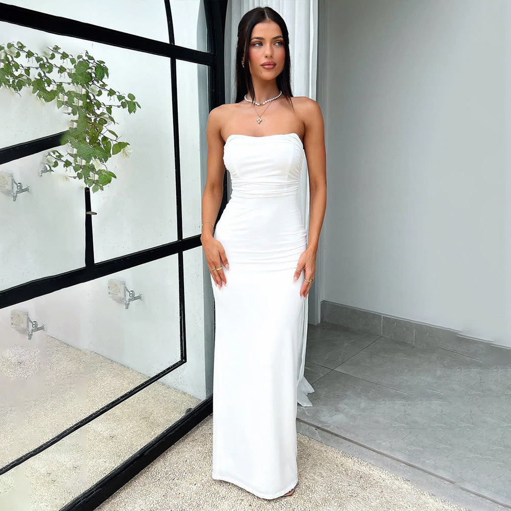 Amelia - Maxivestido acanalado sin tirantes