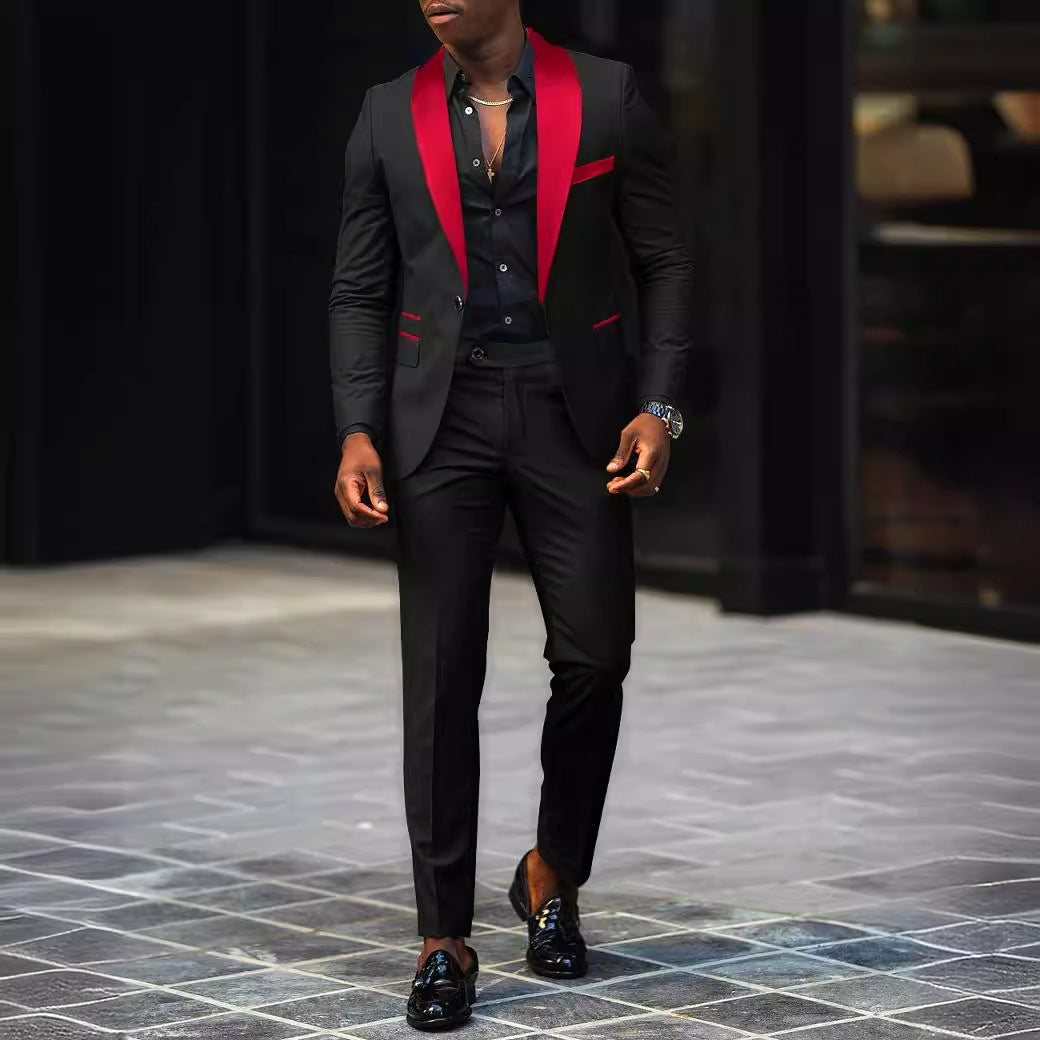 Leonardo - Traje slim-fit con solapas en contraste