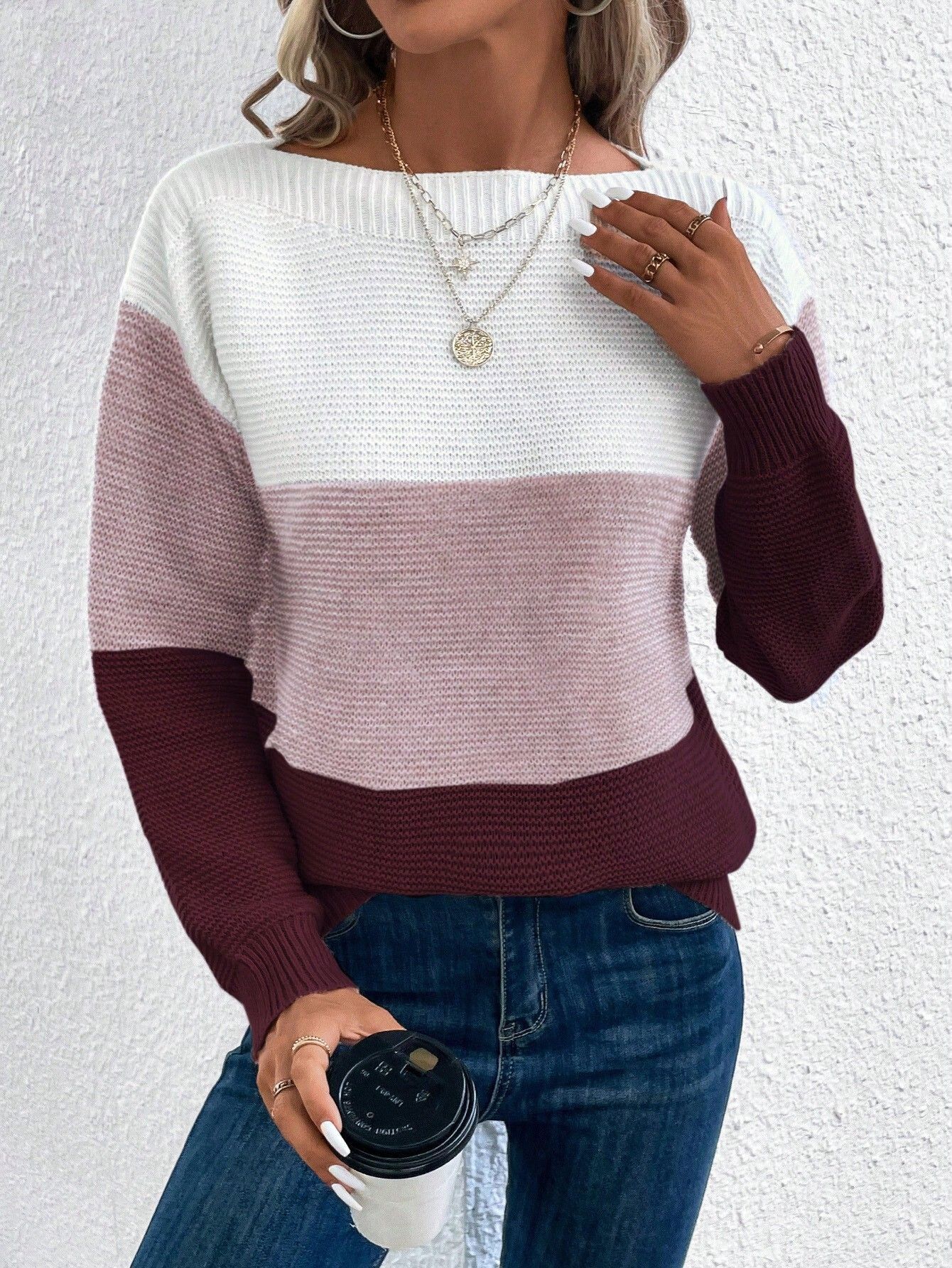 Elena - Suéter de punto para mujer con diseño a rayas de colores