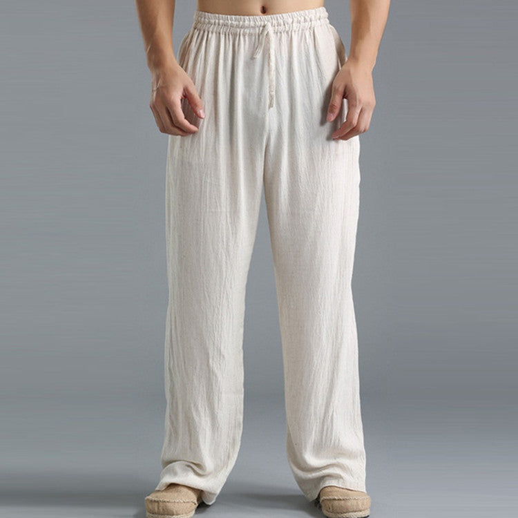 Ethan - Pantalones informales de lino con cordón