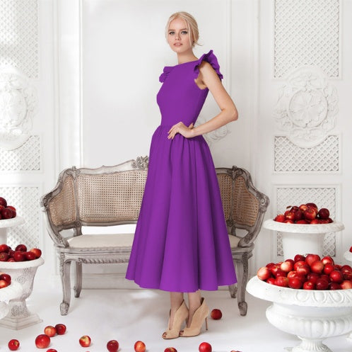 Scarlett - Vestido de fiesta midi con volantes