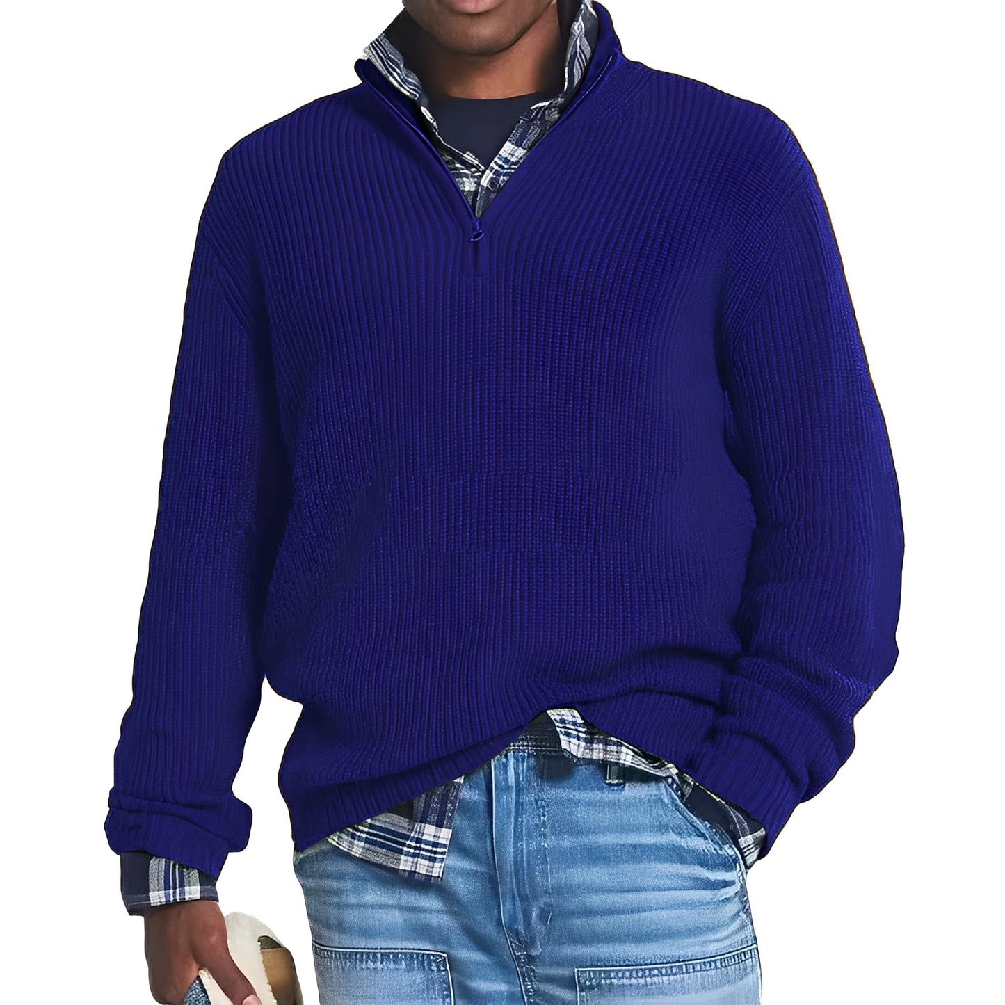 Mateo - Suéter para hombre con cremallera en el cuello alto