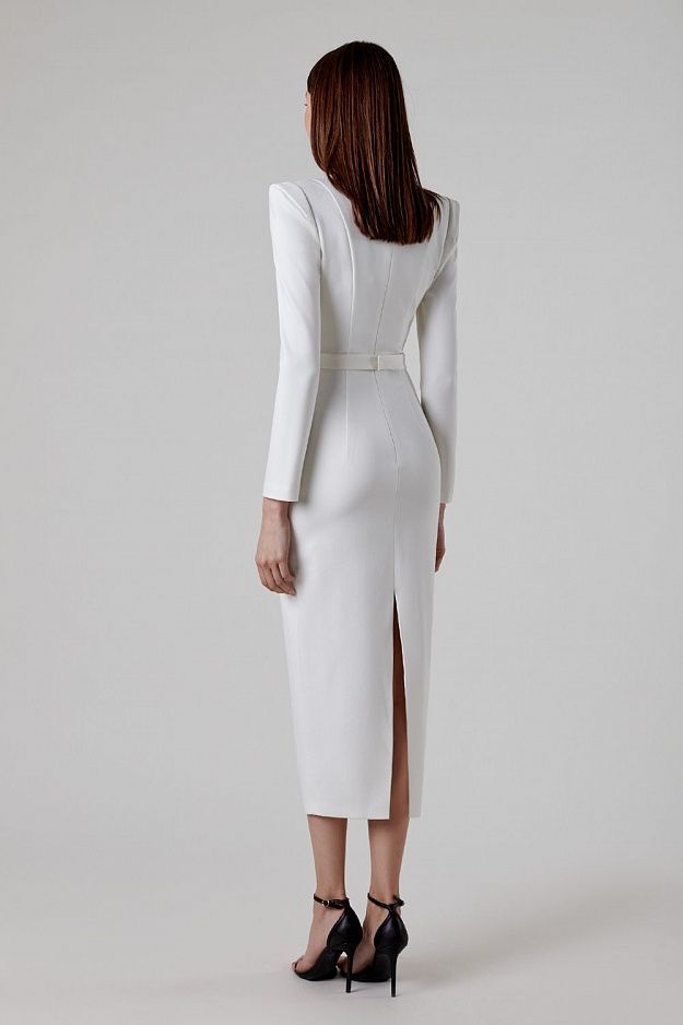 Celeste - Vestido midi estructurado de manga larga