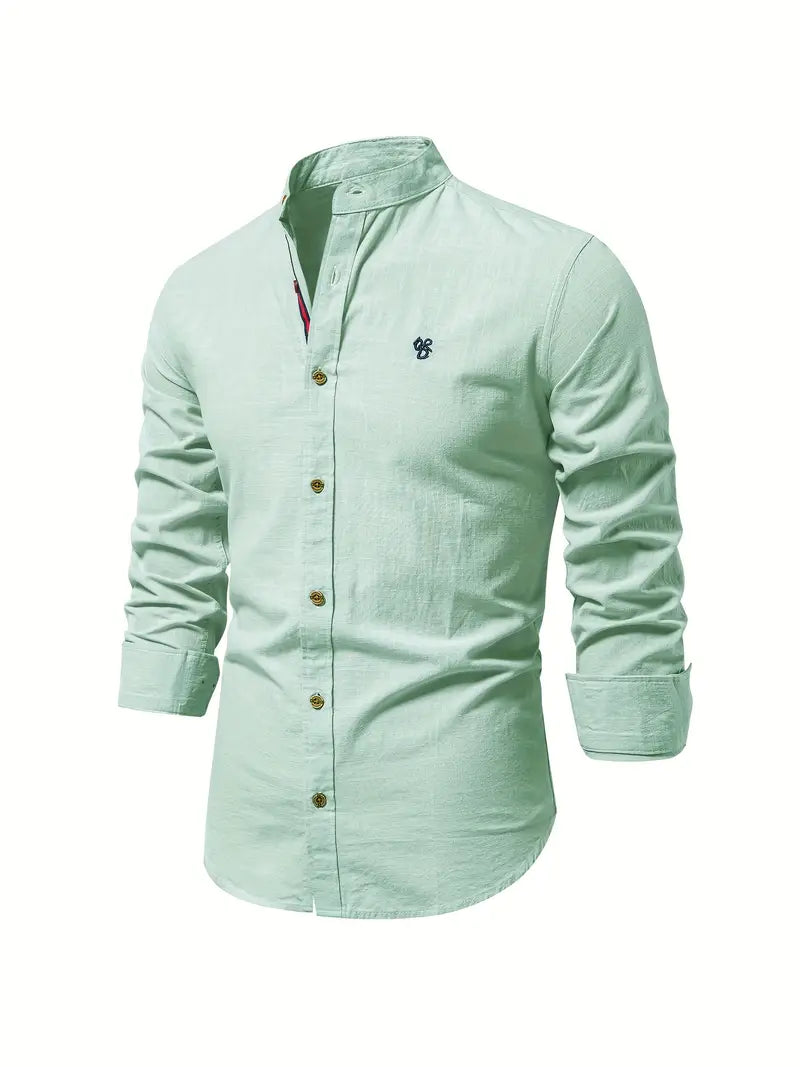 Iván - Camisa de hombre de manga larga con cuello