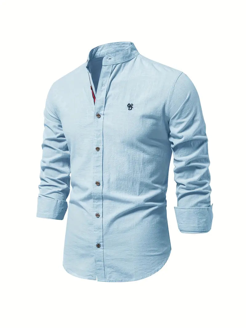 Iván - Camisa de hombre de manga larga con cuello