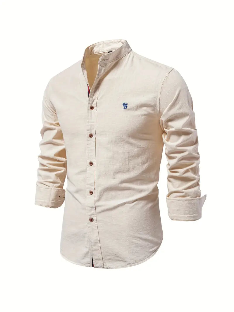 Iván - Camisa de hombre de manga larga con cuello