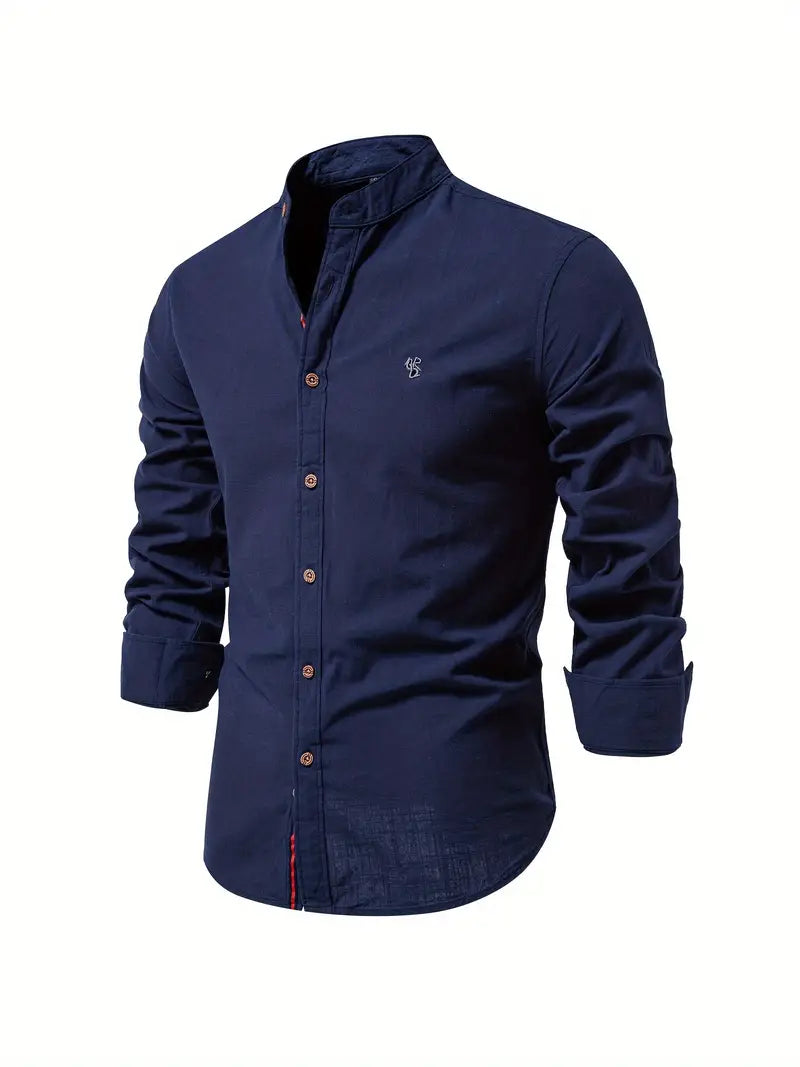 Iván - Camisa de hombre de manga larga con cuello