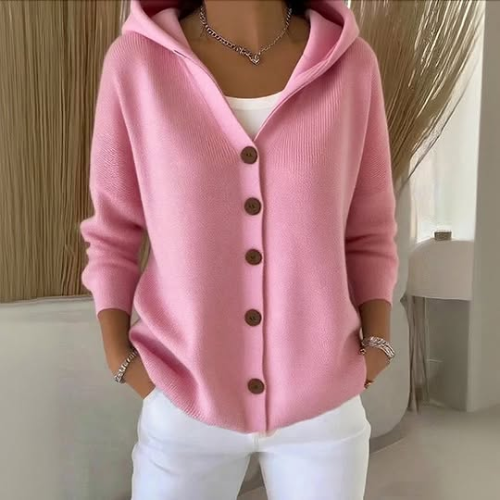 Sofía - Cárdigan de mujer con capucha y botones frontales
