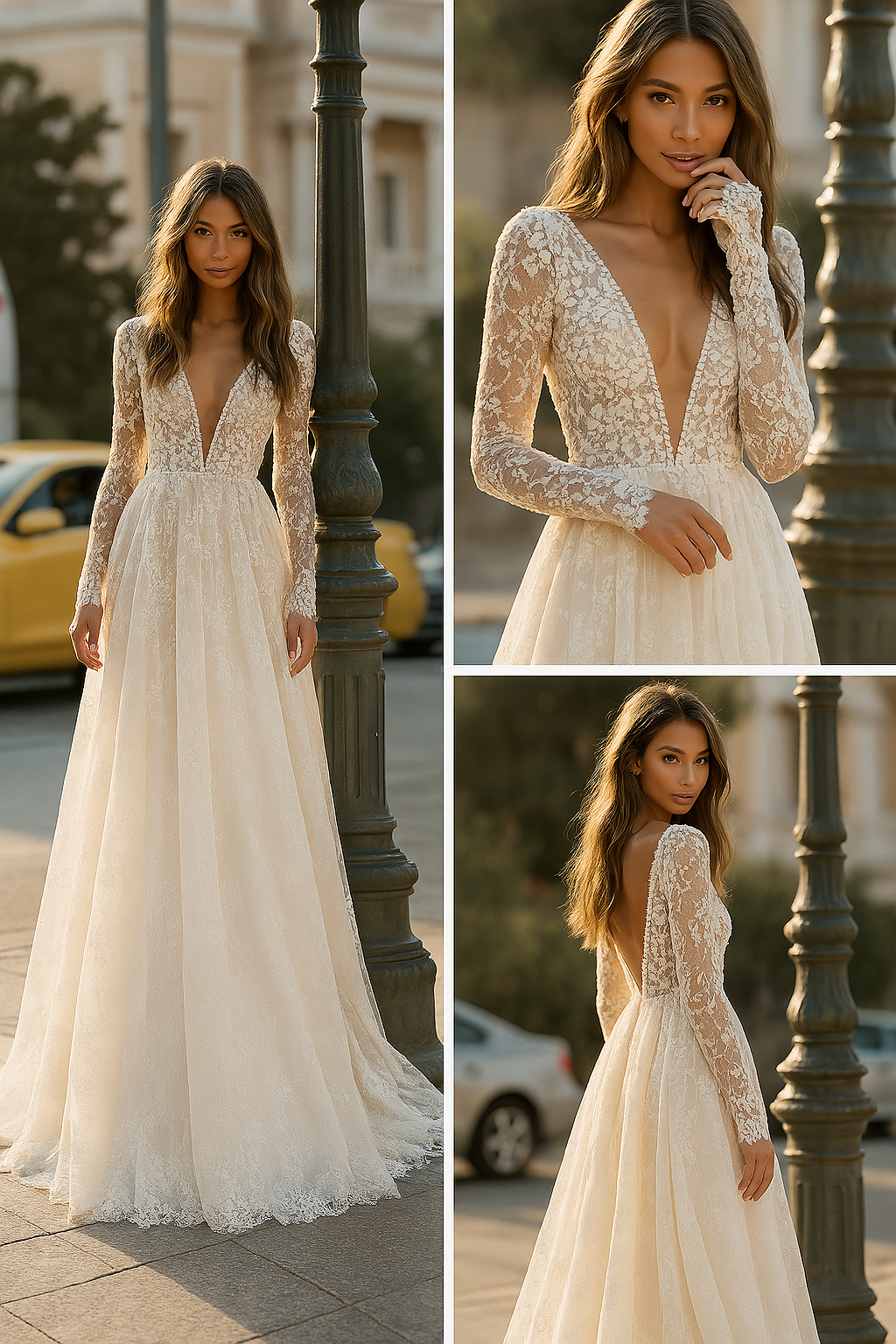 Uxía | Vestido de novia de mujer con encaje y mangas largas