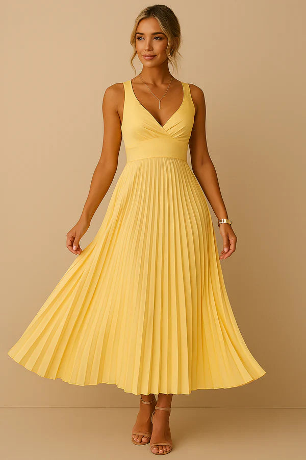 Clara - Vestido midi plisado con tirantes mujer