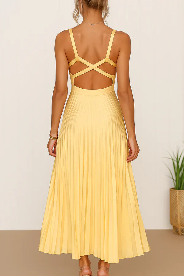 Clara - Vestido midi plisado con tirantes mujer
