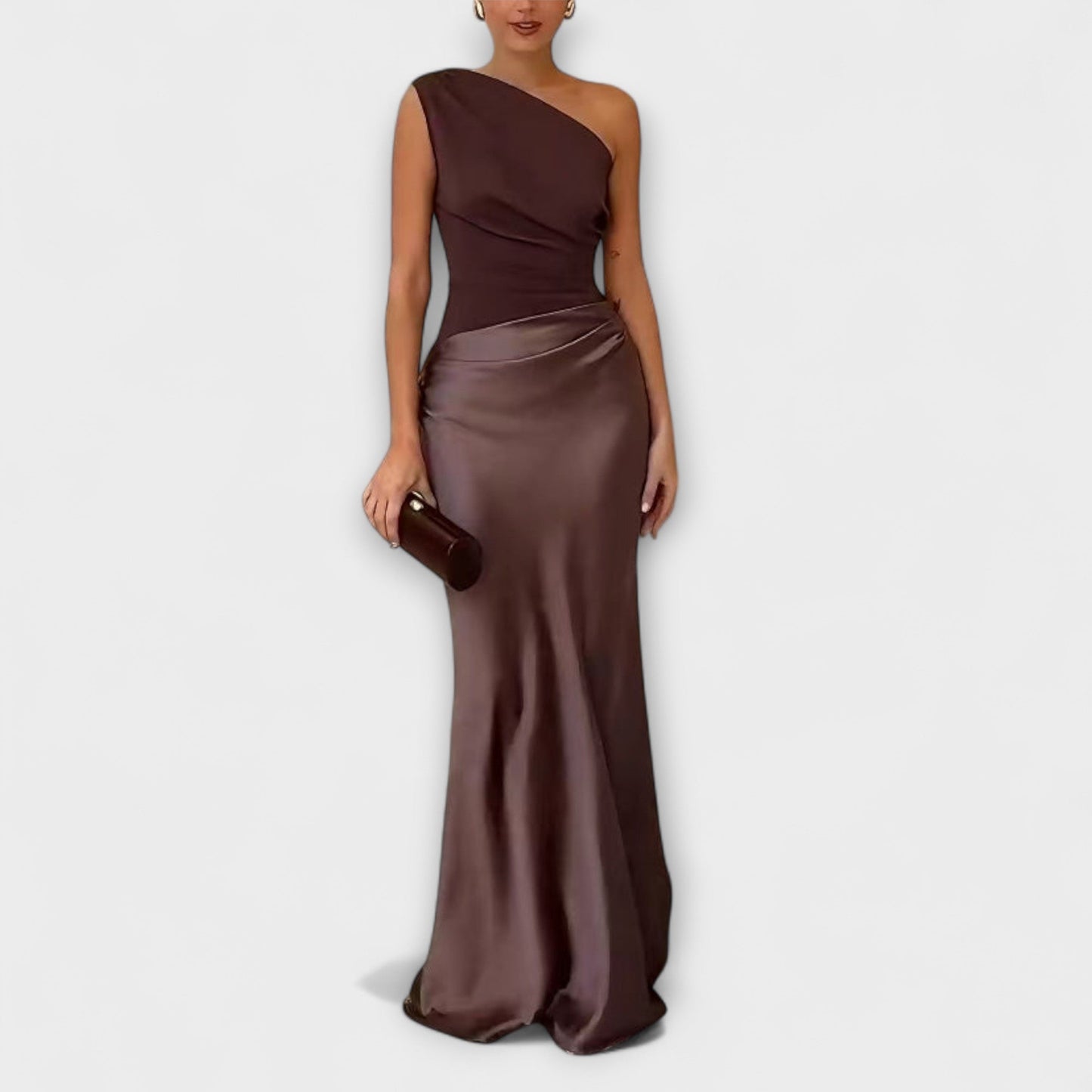 Amelia - Vestido largo satinado asimétrico mujer