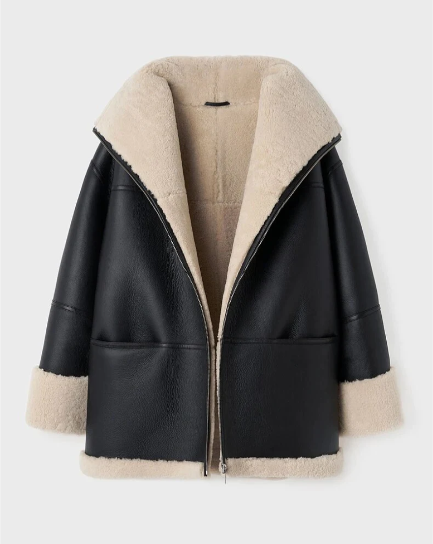 Emma – Chaqueta de piel sintética con forro de borreguillo