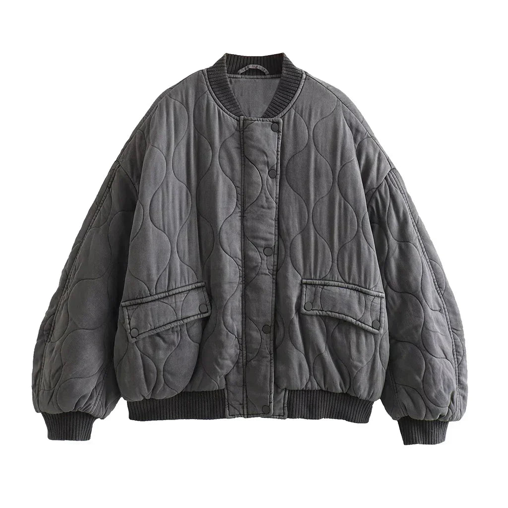 Pluen | Locker sitzende Grise Bomberjacke