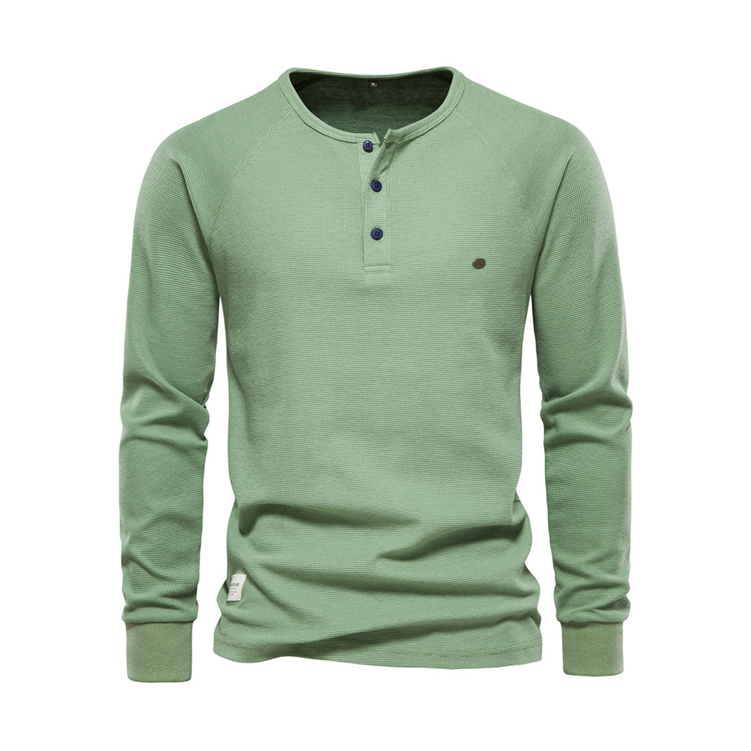 Santiago - Camiseta Henley manga larga con botones hombre