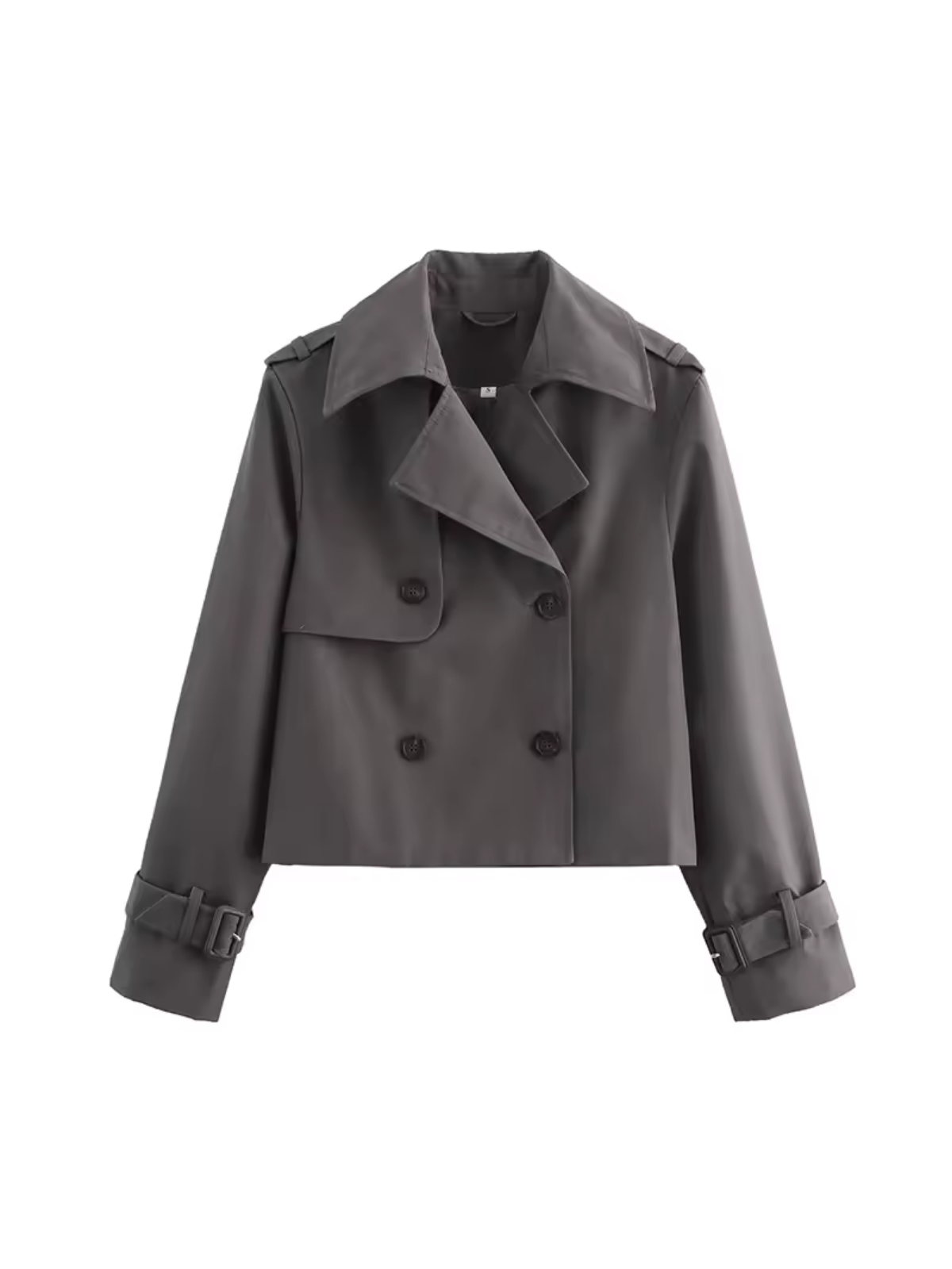 Clara – Gabardina Corta Elegante de Doble Botonadura
