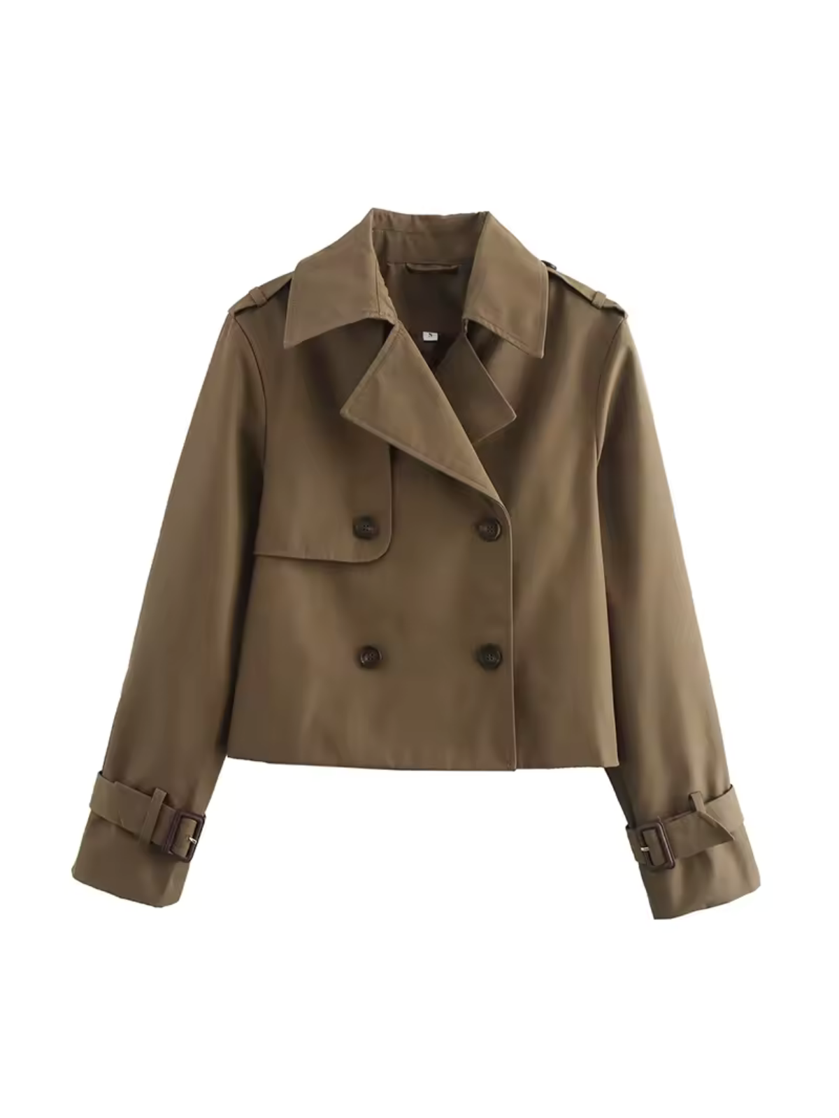 Clara – Gabardina Corta Elegante de Doble Botonadura