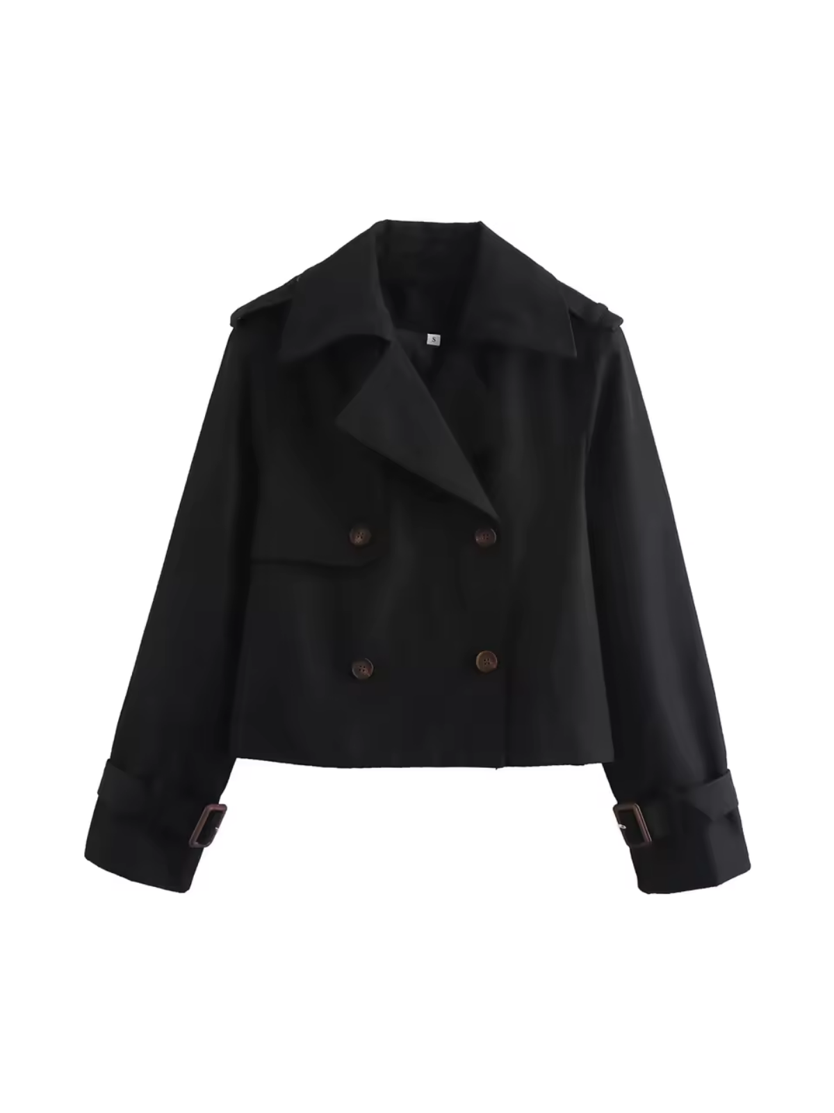 Clara – Gabardina Corta Elegante de Doble Botonadura