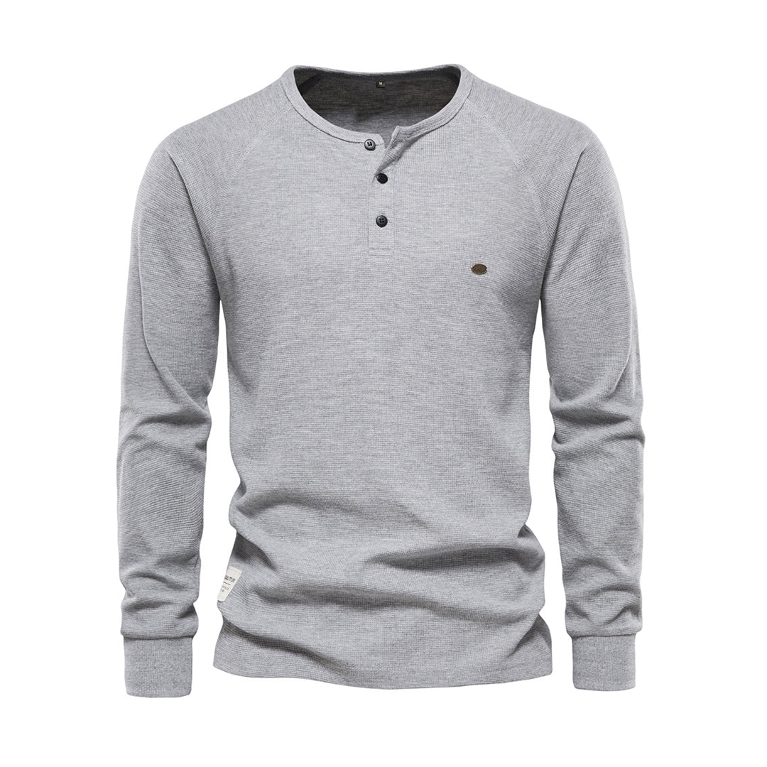 Santiago - Camiseta Henley manga larga con botones hombre