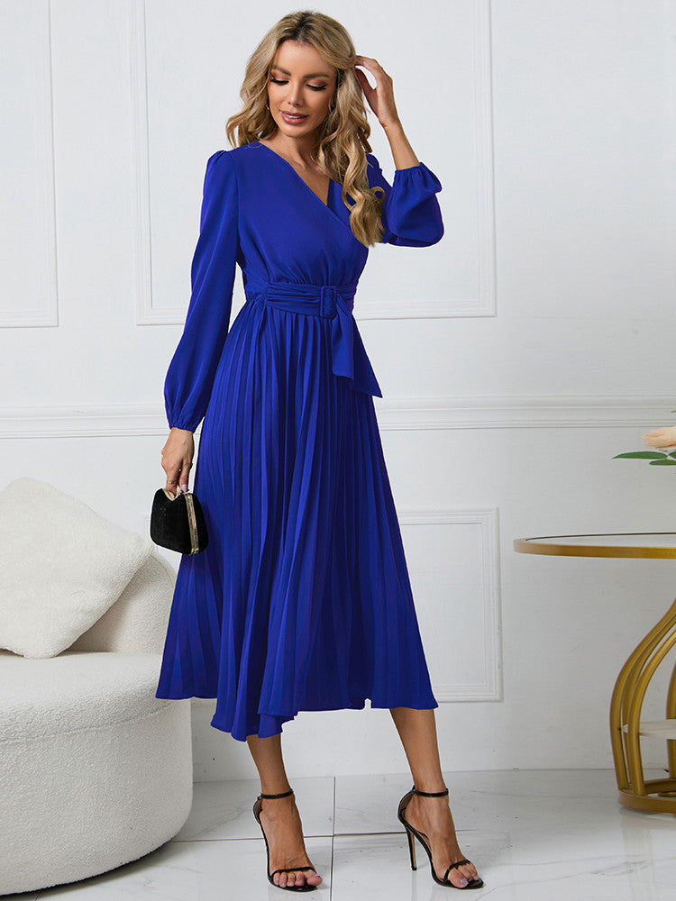 Nicole | Vestido plisado con cinturón