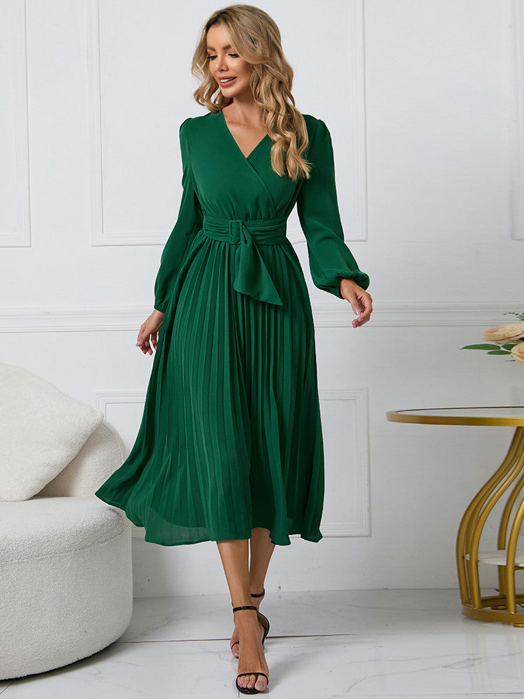 Nicole | Vestido plisado con cinturón