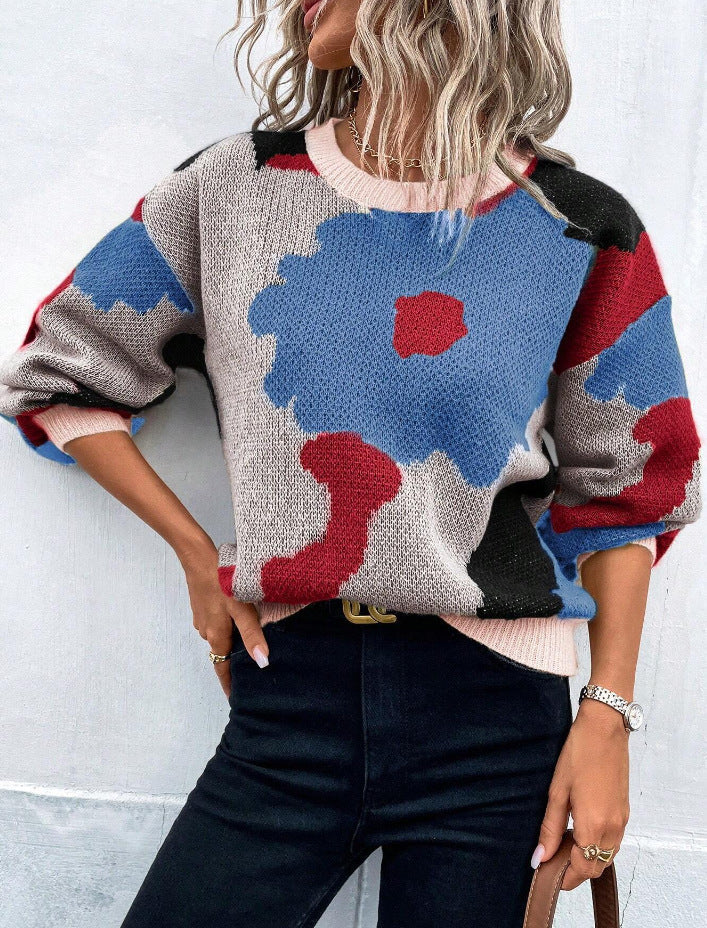 Zyra – Jersey de punto con estampado floral abstracto