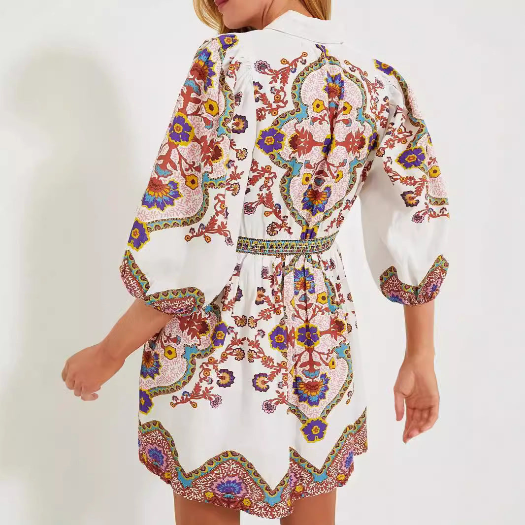 Paloma - Vestido corto estampado bohemio