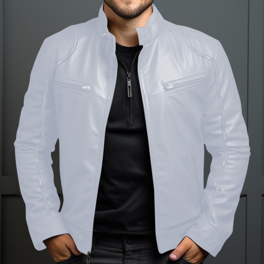 Iván - Chaqueta de piel con cremallera para hombre
