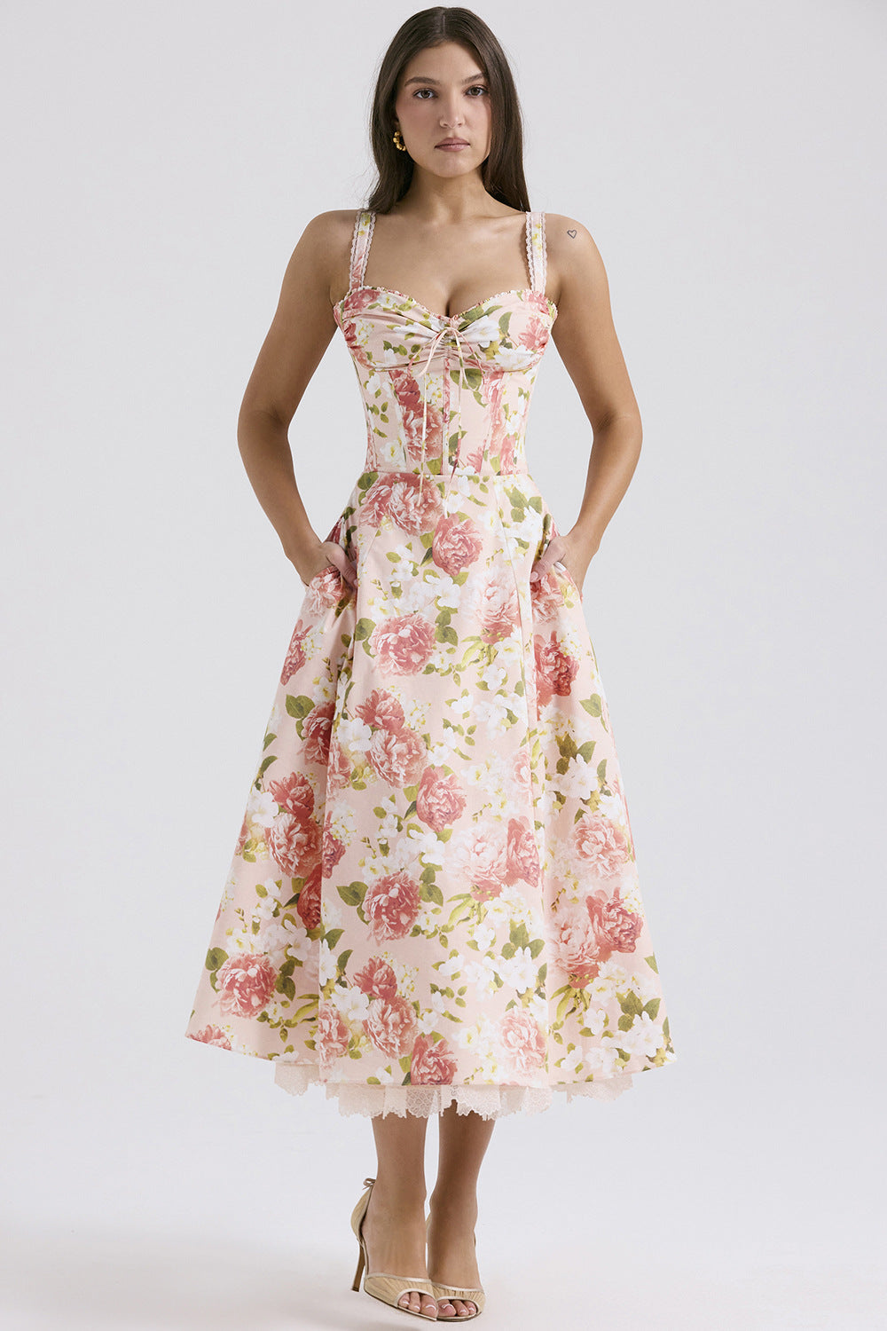 Camila - Vestido midi floral con corset