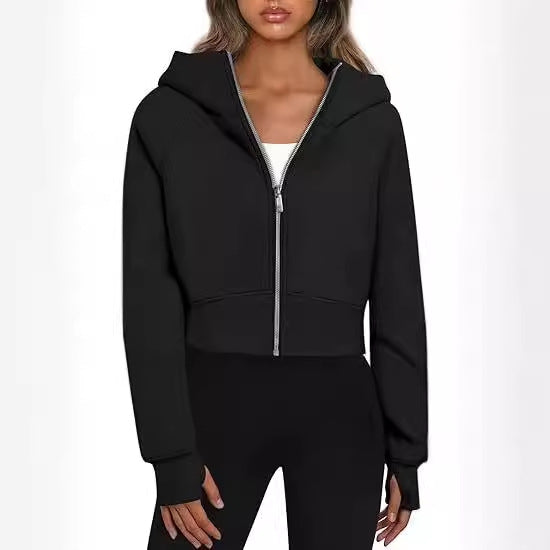 Lucía – Sudadera corta con capucha y cremallera