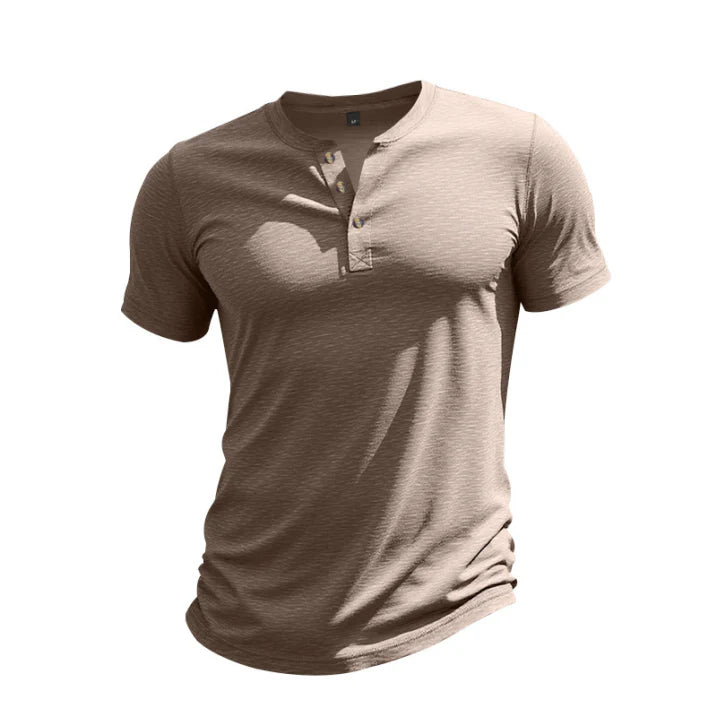 Marco - Camiseta de manga corta para hombre con cuello henley