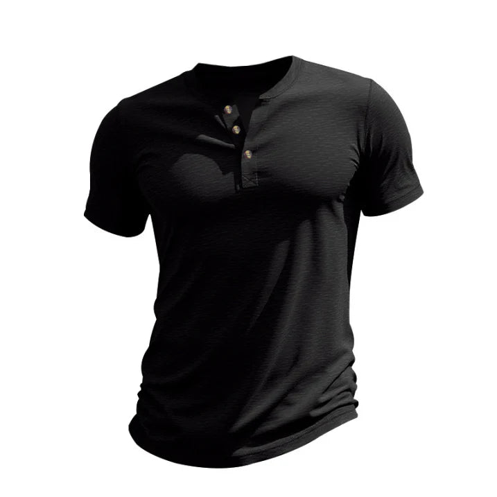 Marco - Camiseta de manga corta para hombre con cuello henley