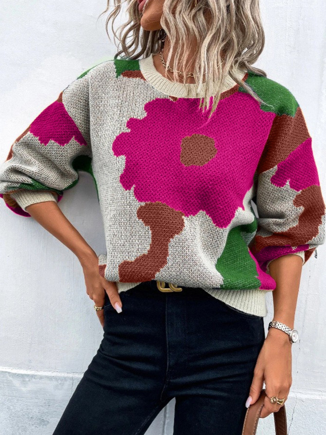 Zyra – Jersey de punto con estampado floral abstracto