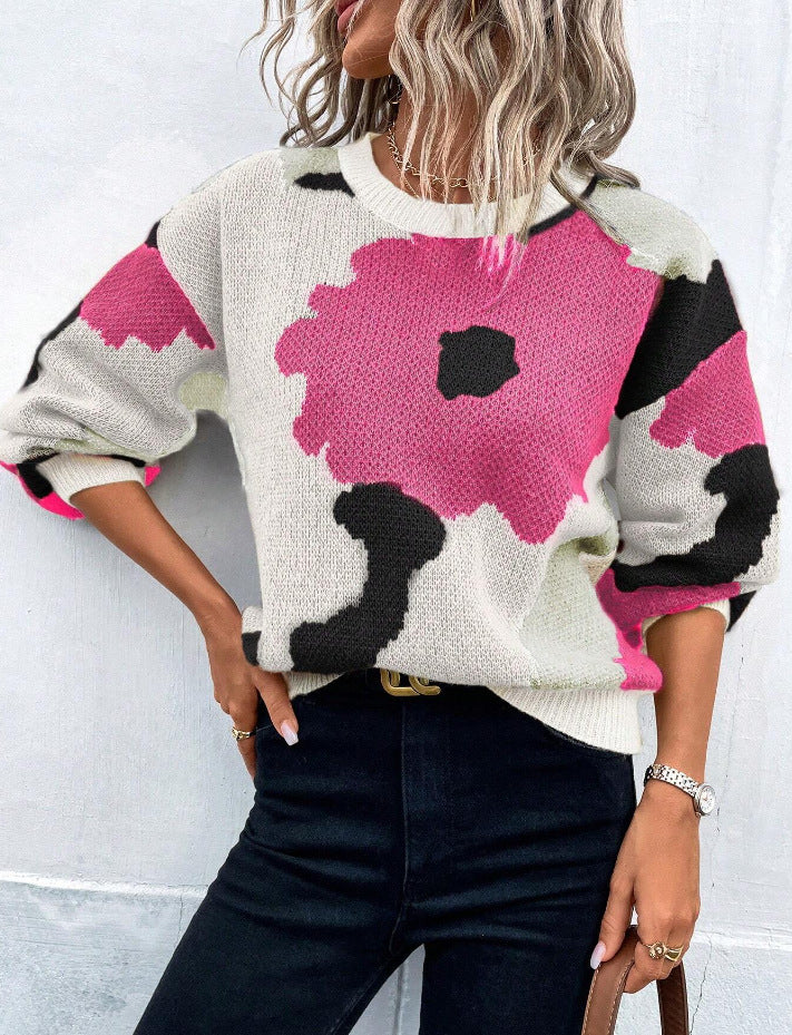 Zyra – Jersey de punto con estampado floral abstracto