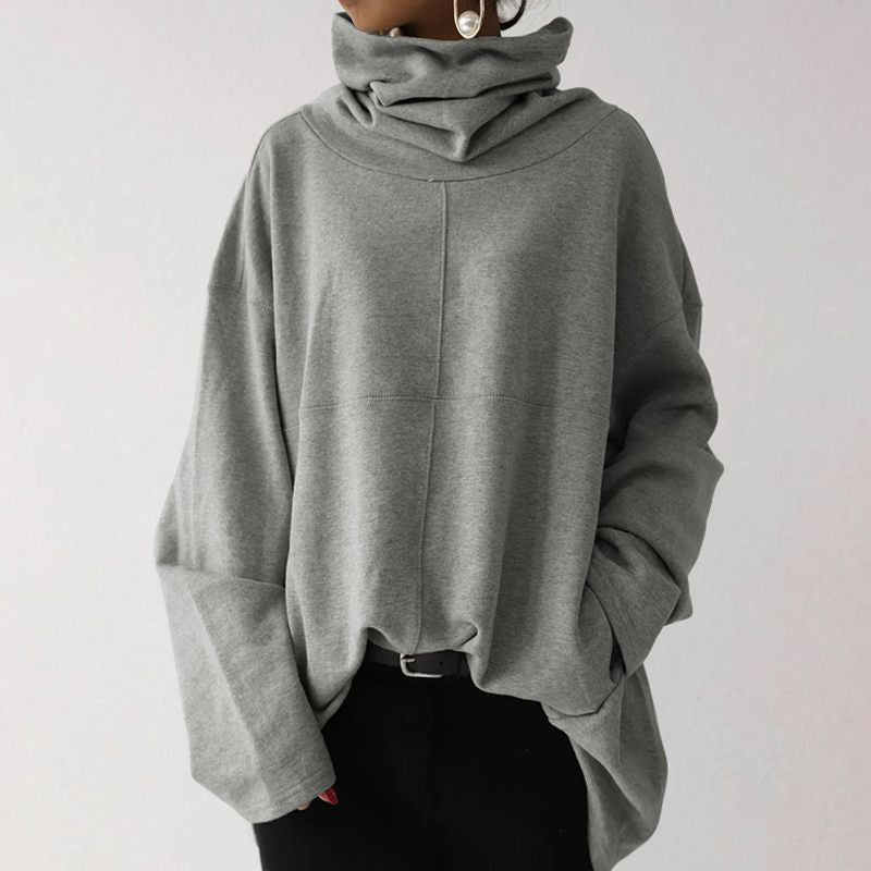 Isla – Sudadera negra de cuello alto para mujer