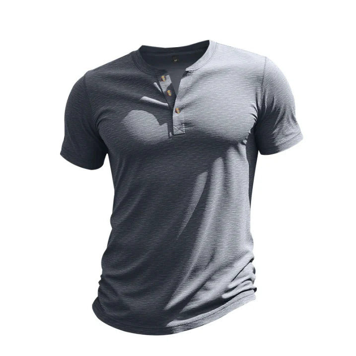 Marco - Camiseta de manga corta para hombre con cuello henley