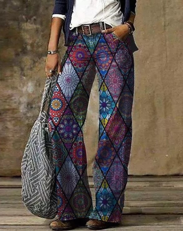 Sabrina - Vaqueros de pata ancha con estampado floral
