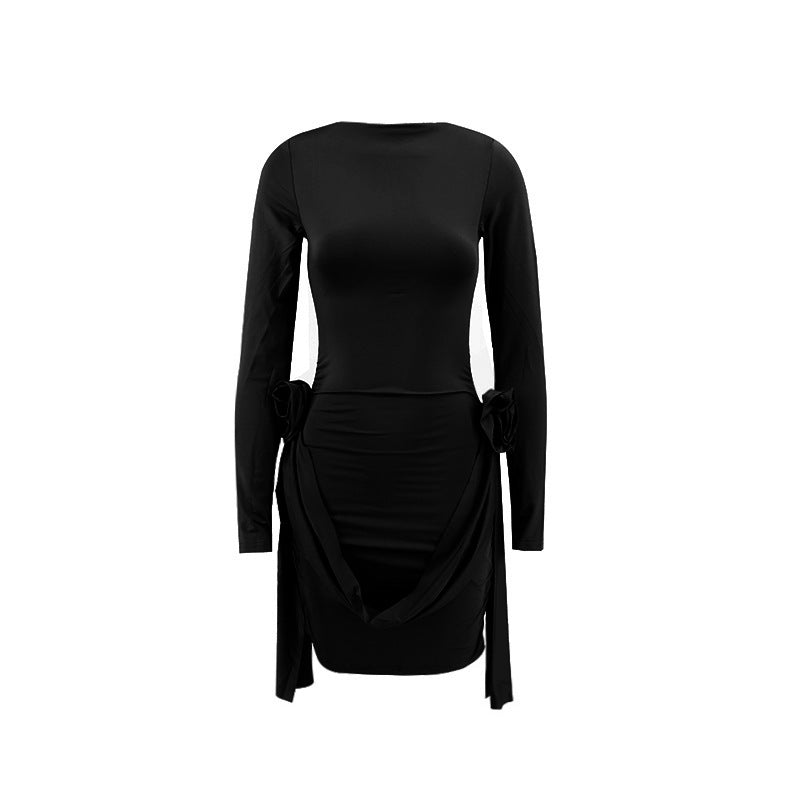 Isabella – Vestido ajustado de manga larga con detalle drapeado