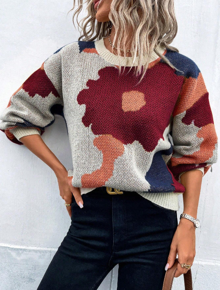 Zyra – Jersey de punto con estampado floral abstracto
