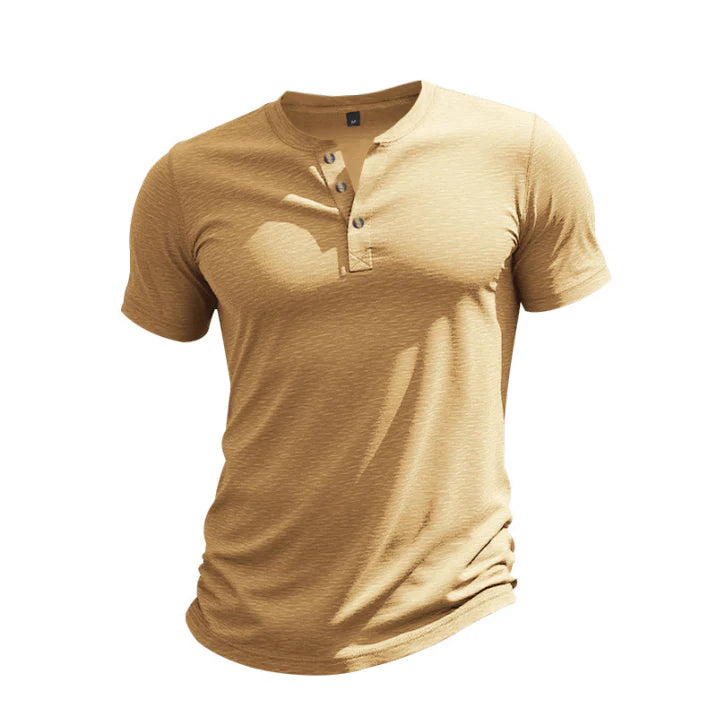 Marco - Camiseta de manga corta para hombre con cuello henley