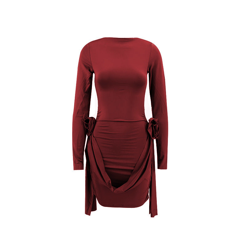 Isabella – Vestido ajustado de manga larga con detalle drapeado