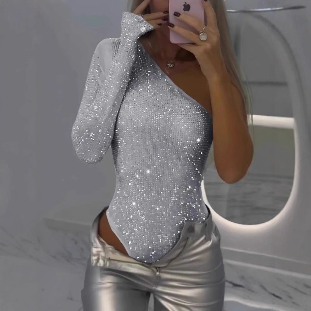 Camila - Body de fiesta para mujer con un hombro