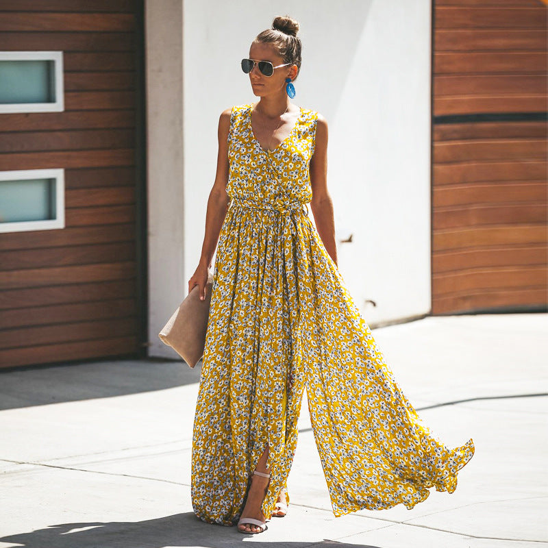 Heleria - Maxivestido floral sin mangas