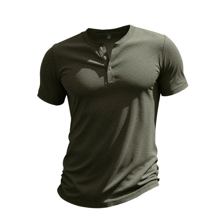 Marco - Camiseta de manga corta para hombre con cuello henley
