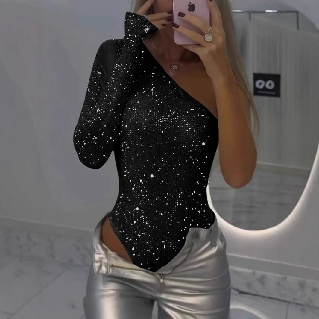 Camila - Body de fiesta para mujer con un hombro